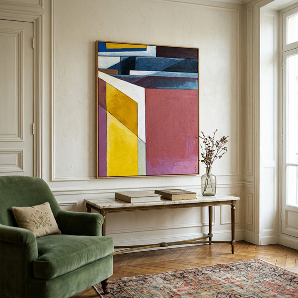 Moody Navy Blue Minimalist Abstract Wall Art — Original Oil Painting, Textured Canvas Statement — "Echo Spatii"