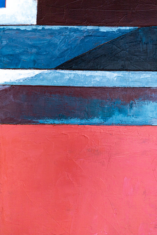 Moody Navy Blue Minimalist Abstract Wall Art — Original Oil Painting, Textured Canvas Statement — "Echo Spatii"