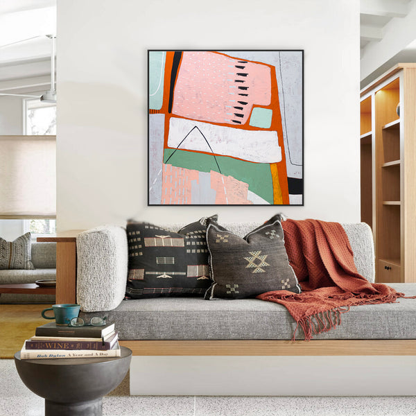 Vibrant Modern Abstract Original Painting, Canvas Wall Art Infusing Spaces with Lively Energy | Edith (Square Ver.)