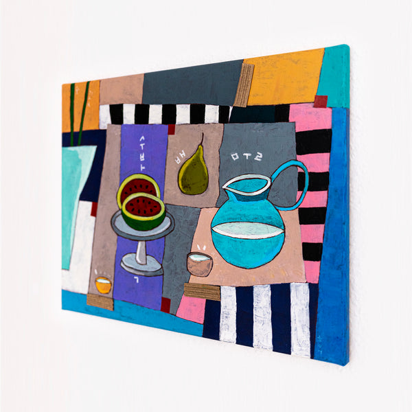Moody Neutral Minimalist Abstract Wall Art — Original Oil Painting, Textured Canvas — "Ein Tisch"