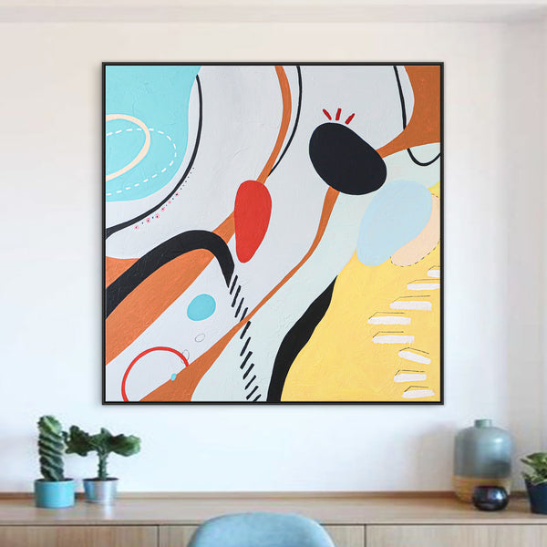 Bright & Cheerful Abstract Painting in Acrylic, Modern Canvas Wall Art Expressing Elemental Principles | Elementum