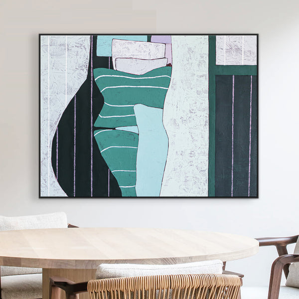 Captivating Green-themed Original Abstract Acrylic Painting, Large Modern Decorative Canvas Wall Art | Enigma