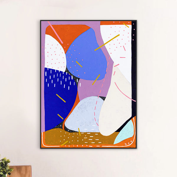 Morning Delight in Modern Abstract Original Painting, Canvas Wall Art of Interplay of Colors and Shapes | Eos (30"x40")