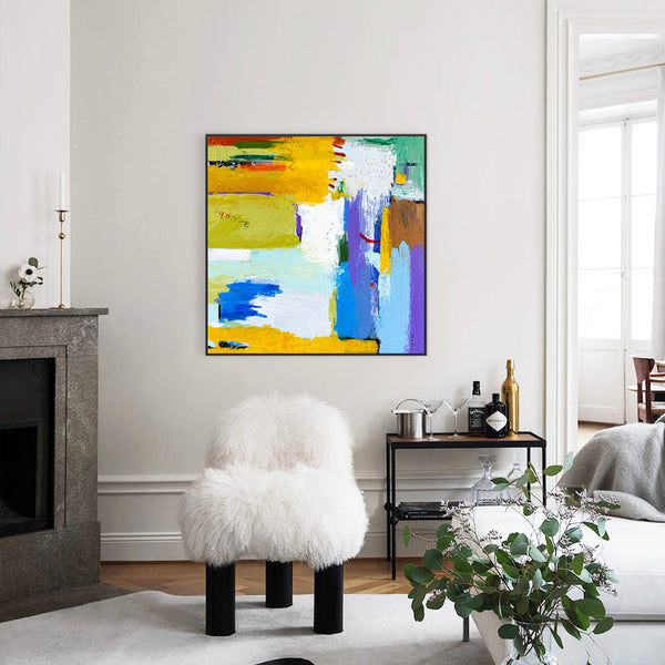 Original Modern Abstract Painting with Vibrant Colors and Expressive Brush Strokes | Epoche II (36"x36")