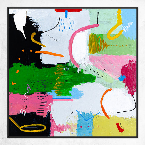 Original Abstract Painting with Dynamic Composition and Strong Colors, Modern Contemporary Art | Epoche I (40"x40")