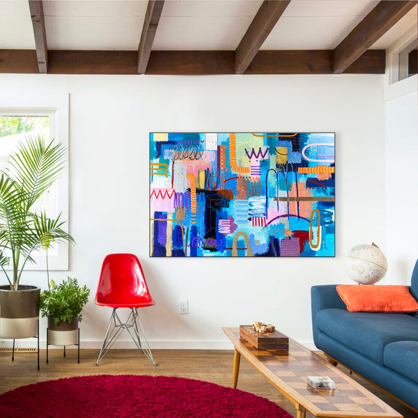 Liberating Display of Bold Composition and Color in Wide Modern Abstract Original Painting | Ergo (72"x50")