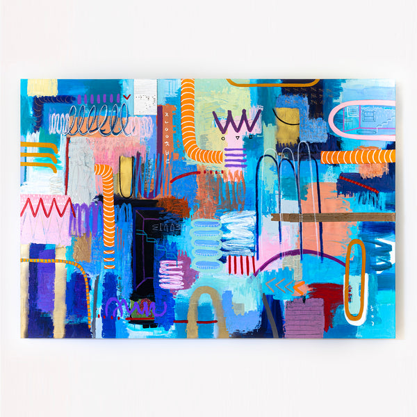 Liberating Display of Bold Composition and Color in Wide Modern Abstract Original Painting | Ergo (72"x50")