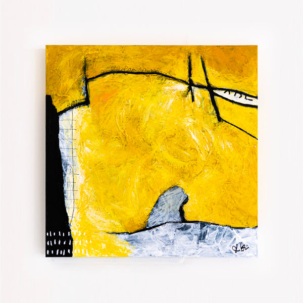 Original Abstract Painting Yellow Modern Canvas Wall Art, Striking Brush Strokes | Espoir (24"x24")