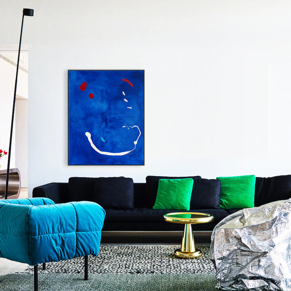 Blue-Toned Original Abstract Oil & Acrylic Painting, Modern Abstract Wall Art Celebrating the Beauty of Blank Space | Esse (32"x40")
