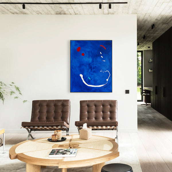 Blue-Toned Original Abstract Oil & Acrylic Painting, Modern Abstract Wall Art Celebrating the Beauty of Blank Space | Esse (32"x40")