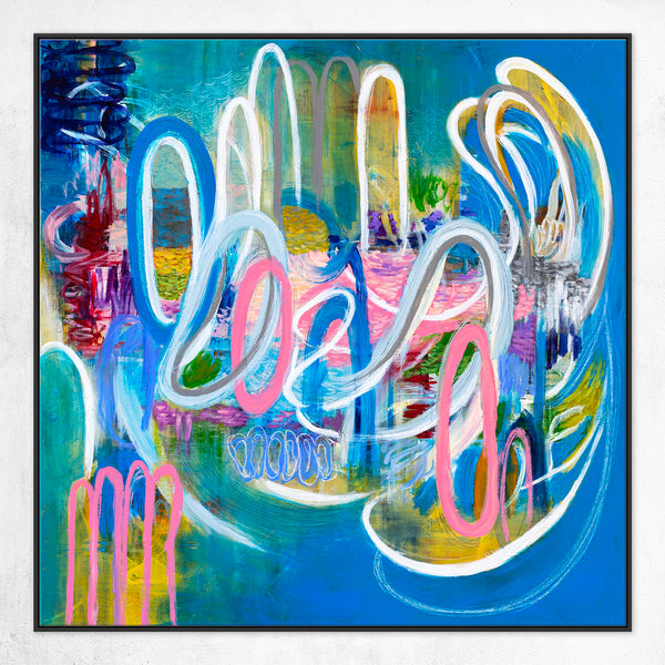 Colorful Original Modern Abstract Painting Capturing the Transience of Joy, Contemporary Art | Euphoria (48"x48")