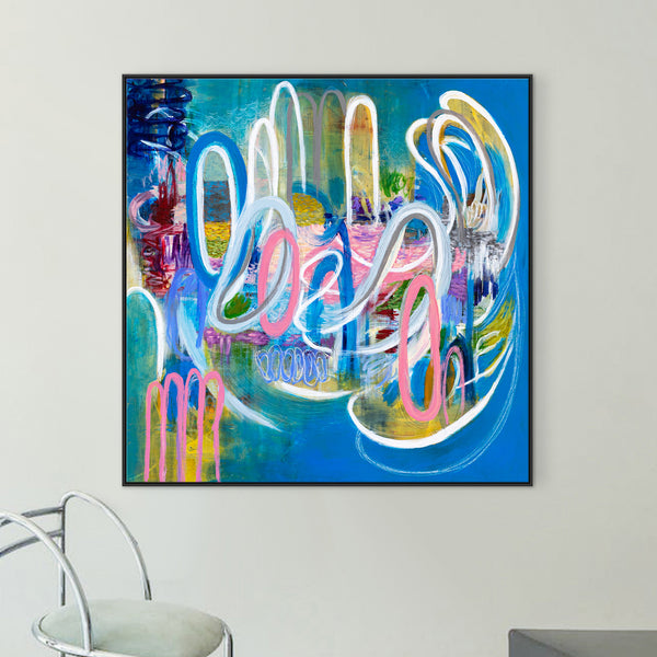 Colorful Original Modern Abstract Painting Capturing the Transience of Joy, Contemporary Art | Euphoria (48"x48")