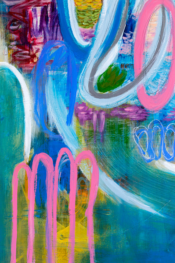 Colorful Original Modern Abstract Painting Capturing the Transience of Joy, Contemporary Art | Euphoria (48"x48")