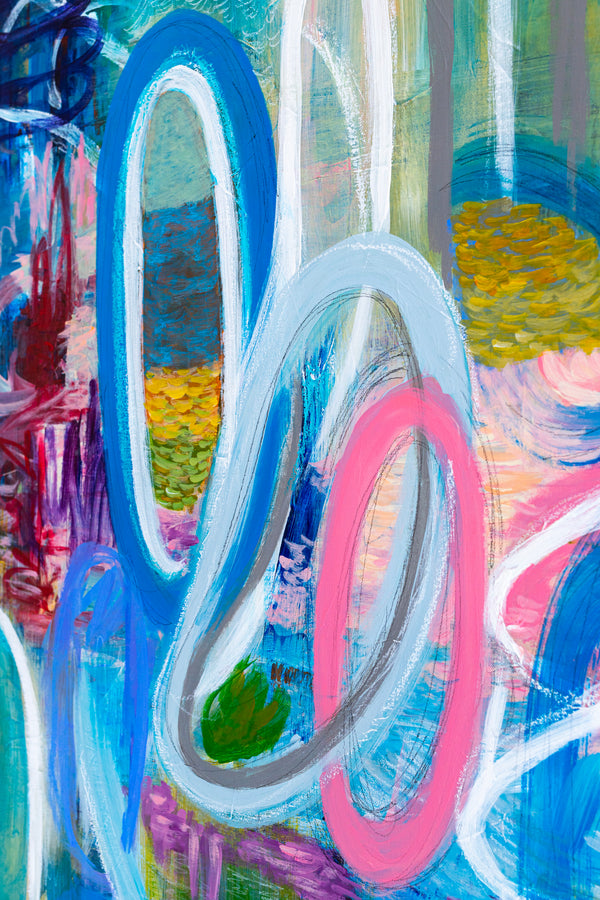 Colorful Original Modern Abstract Painting Capturing the Transience of Joy, Contemporary Art | Euphoria (48"x48")