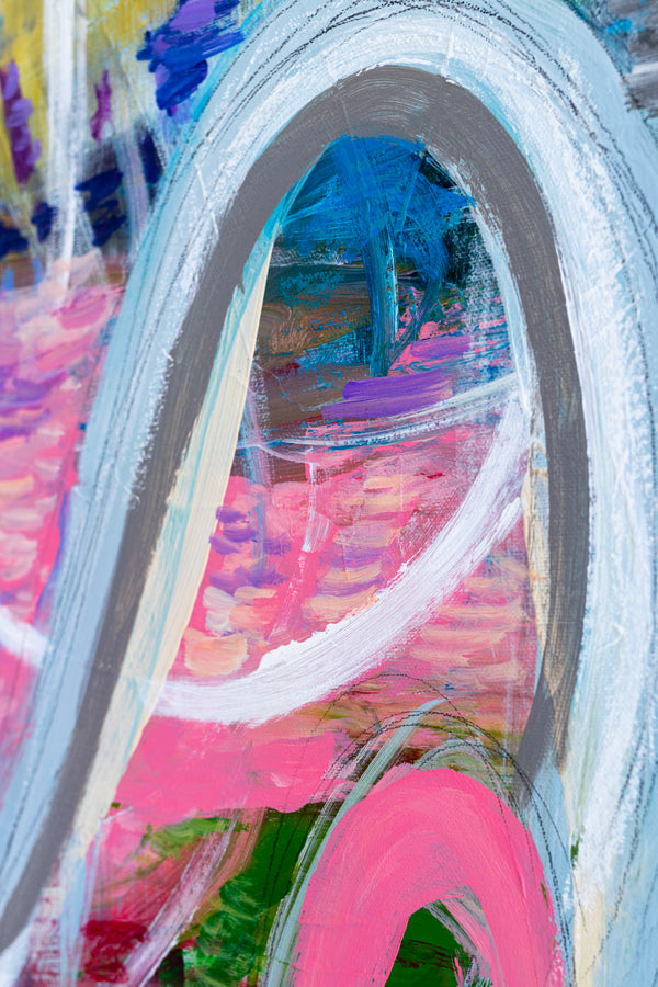 Colorful Original Modern Abstract Painting Capturing the Transience of Joy, Contemporary Art | Euphoria (48"x48")