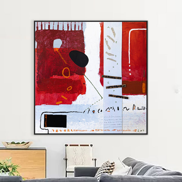 Communication Through Modern Abstract Expressionism Original Painting, Mixed Media Canvas Wall Art | Ex animo (48"x48")
