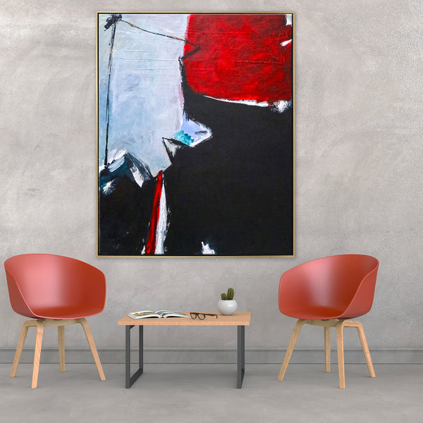 Expressionist Abstract Original Acrylic Painting, Red & Black Modern Canvas Wall Art | The unbearable lightness