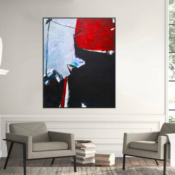 Expressionist Abstract Original Acrylic Painting, Red & Black Modern Canvas Wall Art | The unbearable lightness