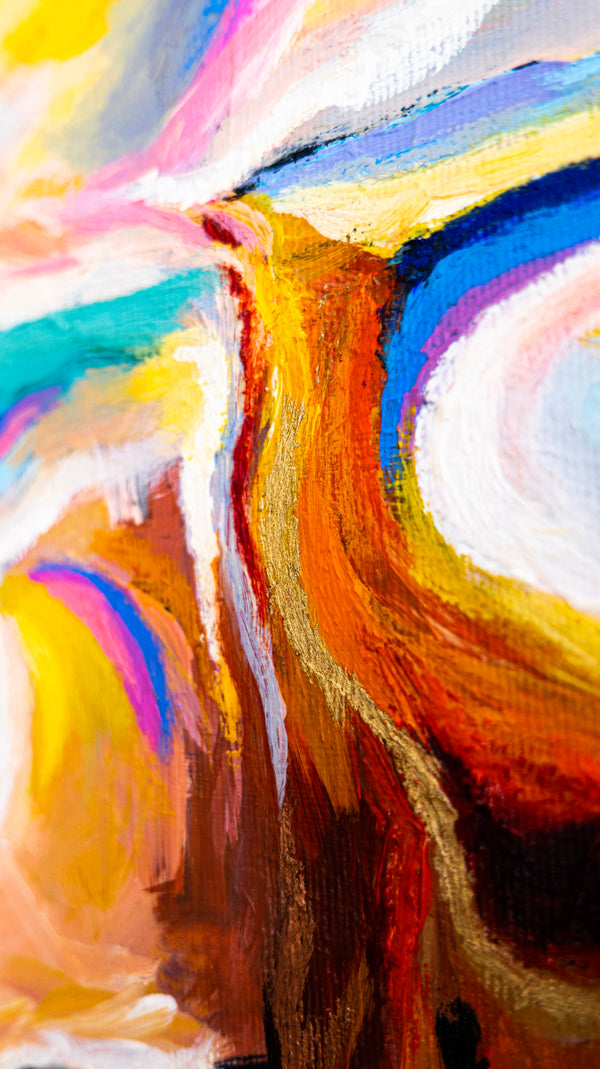 Abstract Painting Original, Expressionism in Modern Abstract Wall Art |  Farbe I (12"x9.5")