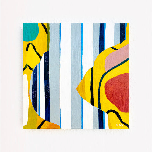 Abstract Painting – Original Wall Art – Acrylic Oil Painting on Wood Block – Modern Contemporary Painting – "Febur" – 8"x8" (20x20cm)