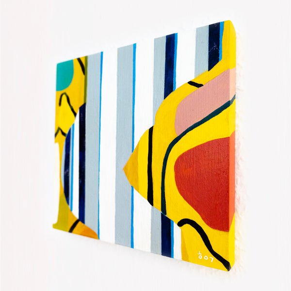 Abstract Painting – Original Wall Art – Acrylic Oil Painting on Wood Block – Modern Contemporary Painting – "Febur" – 8"x8" (20x20cm)