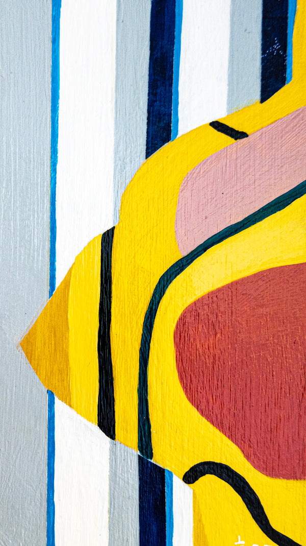 Abstract Painting – Original Wall Art – Acrylic Oil Painting on Wood Block – Modern Contemporary Painting – "Febur" – 8"x8" (20x20cm)
