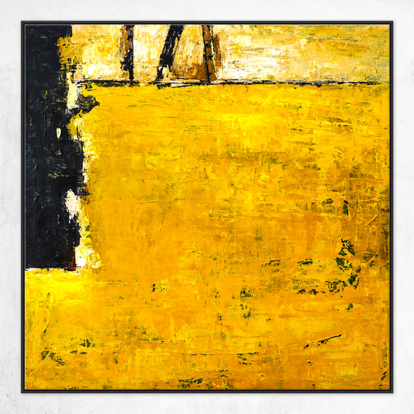 Yellow Expressionist of Original Abstract Acrylic Painting, Modern Canvas Wall Art | Field of yellow (Square Ver.)