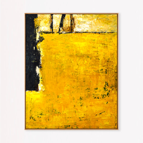 Abstract Painting – Original Wall Art – Large Oil & Acrylic Painting on Canvas – Modern Minimalist Contemporary Art – “Field of Yellow”