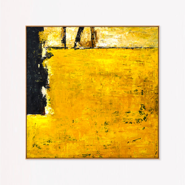 Abstract Painting – Original Wall Art – Large Oil & Acrylic Painting on Canvas – Modern Minimalist Art – “Field of Yellow (Square Ver.)”