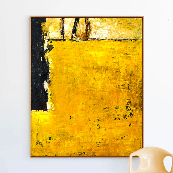 Abstract Painting – Original Wall Art – Large Oil & Acrylic Painting on Canvas – Modern Minimalist Contemporary Art – “Field of Yellow”