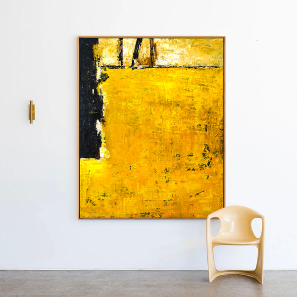 Abstract Painting – Original Wall Art – Large Oil & Acrylic Painting on Canvas – Modern Minimalist Contemporary Art – “Field of Yellow”