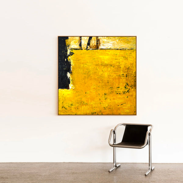 Abstract Painting – Original Wall Art – Large Oil & Acrylic Painting on Canvas – Modern Minimalist Art – “Field of Yellow (Square Ver.)”