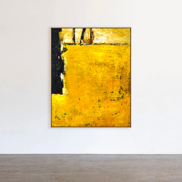 Abstract Painting – Original Wall Art – Large Oil & Acrylic Painting on Canvas – Modern Minimalist Contemporary Art – “Field of Yellow”