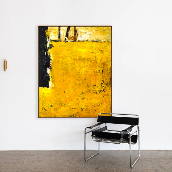 Abstract Painting – Original Wall Art – Large Oil & Acrylic Painting on Canvas – Modern Minimalist Contemporary Art – “Field of Yellow”