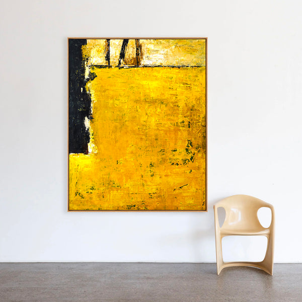Abstract Painting – Original Wall Art – Large Oil & Acrylic Painting on Canvas – Modern Minimalist Contemporary Art – “Field of Yellow”