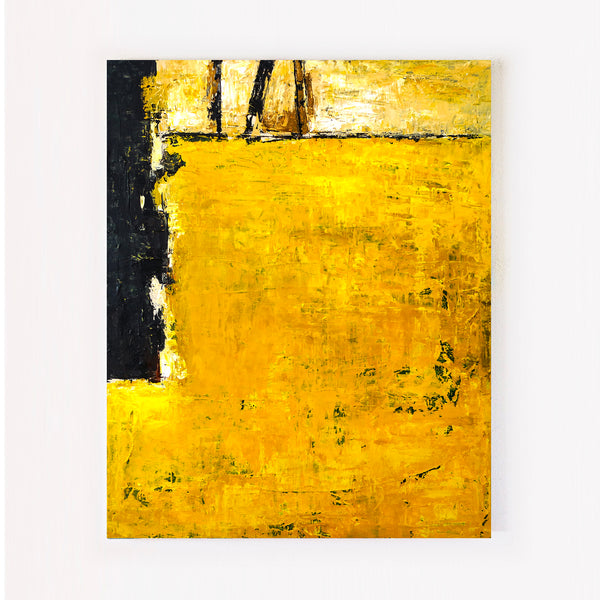 Abstract Painting – Original Wall Art – Large Oil & Acrylic Painting on Canvas – Modern Minimalist Contemporary Art – “Field of Yellow”