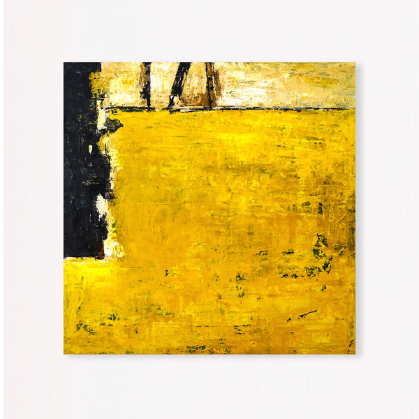Abstract Painting – Original Wall Art – Large Oil & Acrylic Painting on Canvas – Modern Minimalist Art – “Field of Yellow (Square Ver.)”