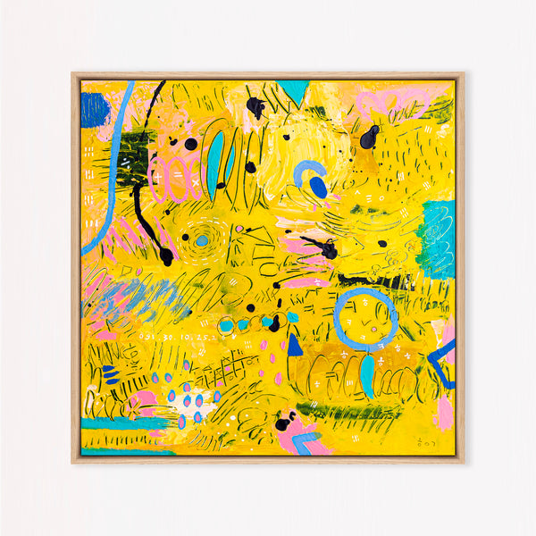 Abstract Painting - Original Wall Art – Oil & Acrylic on Canvas – Blue Contemporary Modern Wall Art – Flavus clamans (20"x20" | 50x50cm)