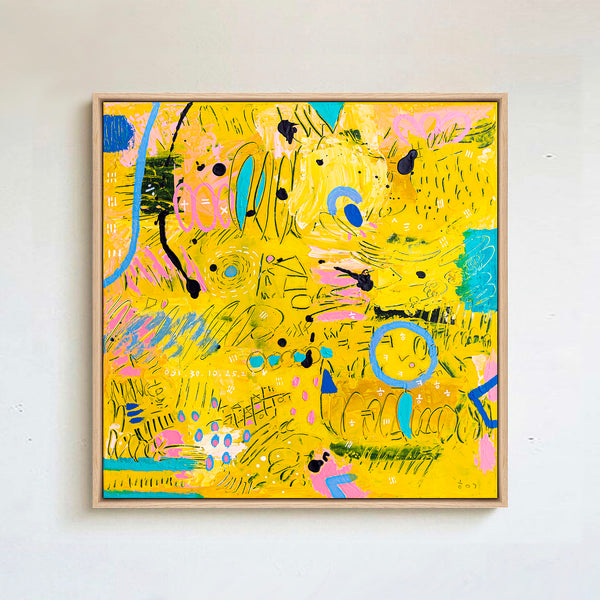 Abstract Painting - Original Wall Art – Oil & Acrylic on Canvas – Blue Contemporary Modern Wall Art – Flavus clamans (20"x20" | 50x50cm)