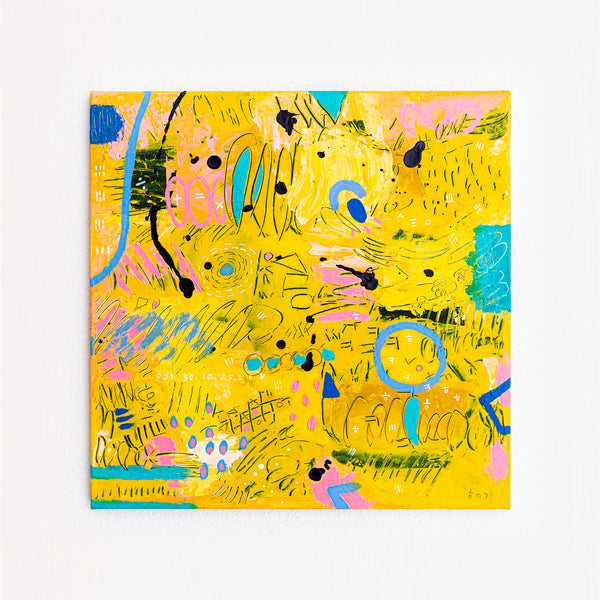 Abstract Painting - Original Wall Art – Oil & Acrylic on Canvas – Blue Contemporary Modern Wall Art – Flavus clamans (20"x20" | 50x50cm)