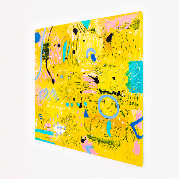 Abstract Painting - Original Wall Art – Oil & Acrylic on Canvas – Blue Contemporary Modern Wall Art – Flavus clamans (20"x20" | 50x50cm)