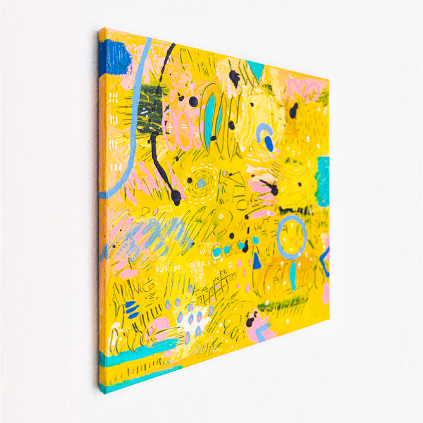 Abstract Painting - Original Wall Art – Oil & Acrylic on Canvas – Blue Contemporary Modern Wall Art – Flavus clamans (20"x20" | 50x50cm)