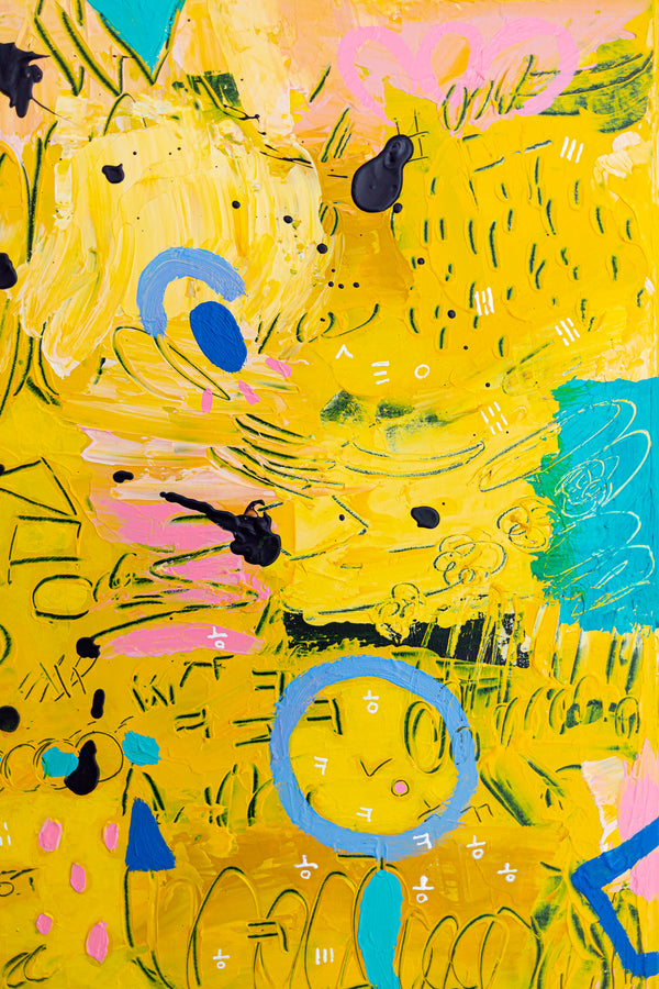 Abstract Painting - Original Wall Art – Oil & Acrylic on Canvas – Blue Contemporary Modern Wall Art – Flavus clamans (20"x20" | 50x50cm)