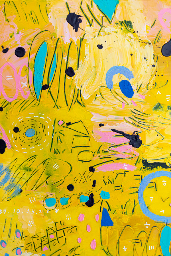 Abstract Painting - Original Wall Art – Oil & Acrylic on Canvas – Blue Contemporary Modern Wall Art – Flavus clamans (20"x20" | 50x50cm)