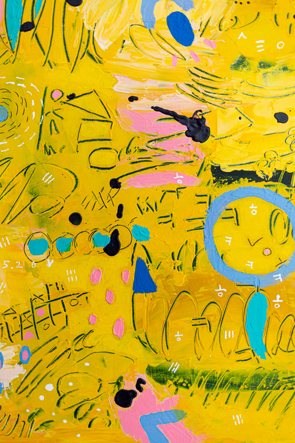 Abstract Painting - Original Wall Art – Oil & Acrylic on Canvas – Blue Contemporary Modern Wall Art – Flavus clamans (20"x20" | 50x50cm)