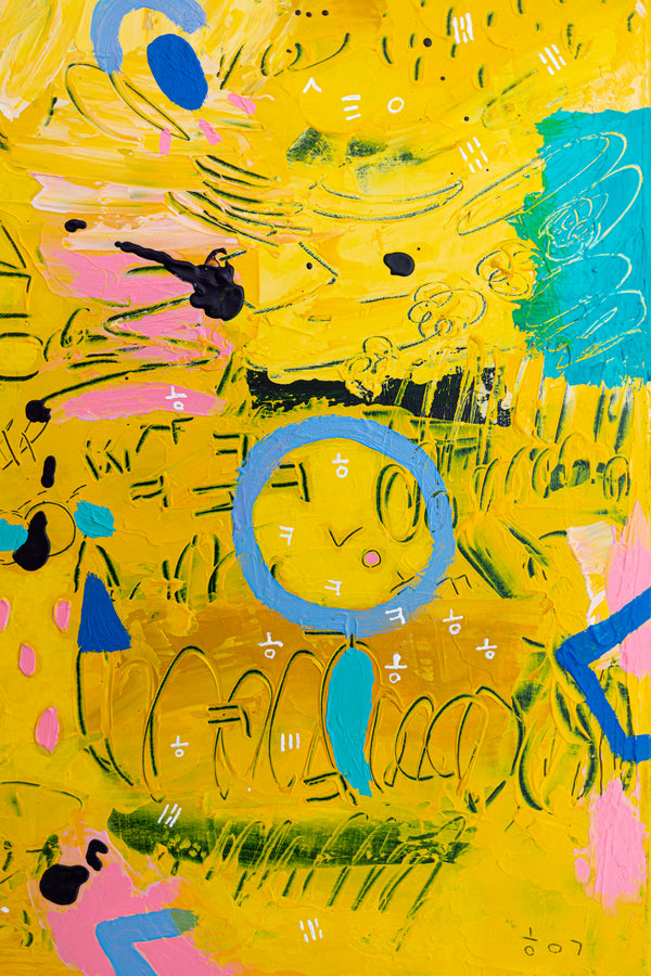 Abstract Painting - Original Wall Art – Oil & Acrylic on Canvas – Blue Contemporary Modern Wall Art – Flavus clamans (20"x20" | 50x50cm)