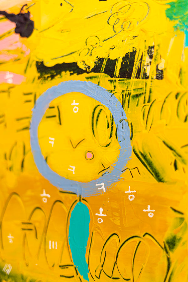 Abstract Painting - Original Wall Art – Oil & Acrylic on Canvas – Blue Contemporary Modern Wall Art – Flavus clamans (20"x20" | 50x50cm)