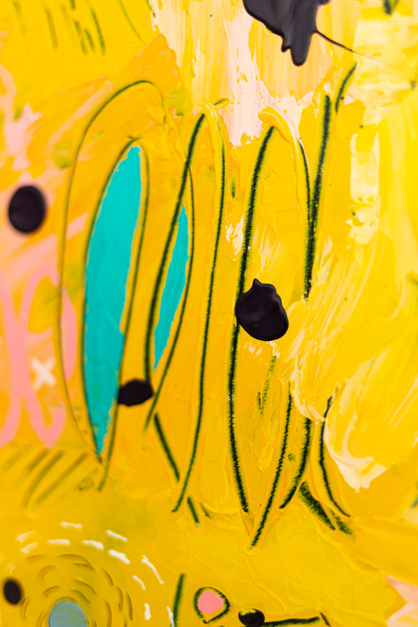 Abstract Painting - Original Wall Art – Oil & Acrylic on Canvas – Blue Contemporary Modern Wall Art – Flavus clamans (20"x20" | 50x50cm)