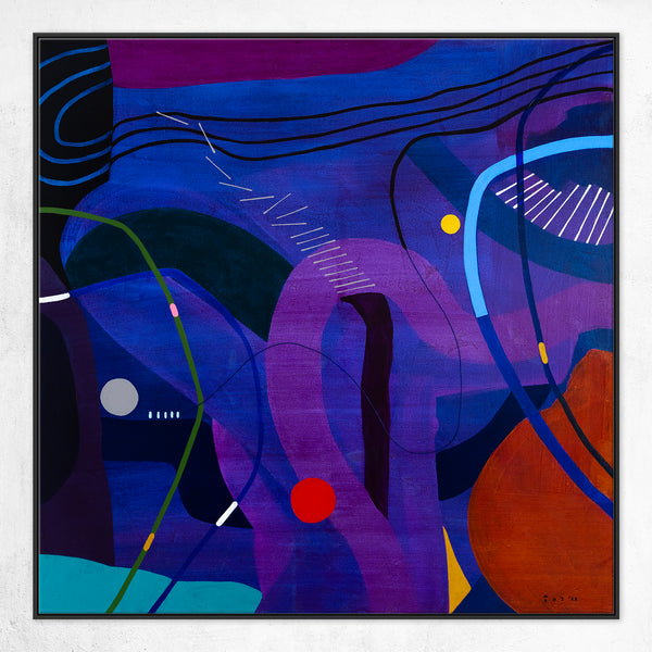 Large Original Abstract Unique Painting Mixed Media Modern Canvas Wall Art | Flustern de la nuit (48"x48")
