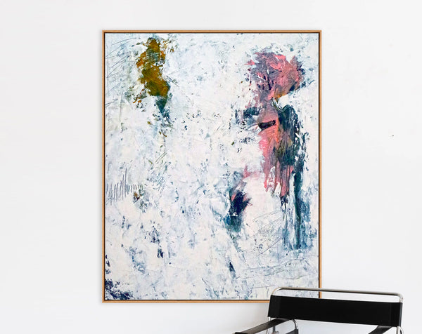 Abstract Painting – Original Wall Art – Large Oil & Acrylic Painting on Canvas – Modern Minimalist Canvas Art – “Forgotten Memories”